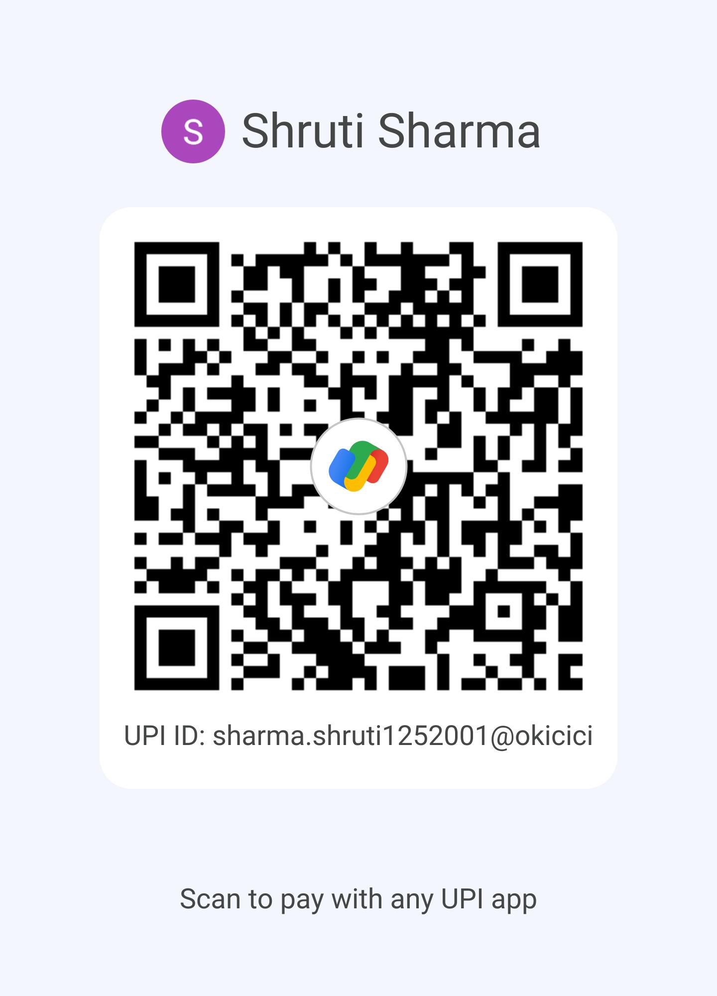 UPI payment QR code for Shruti Sharma